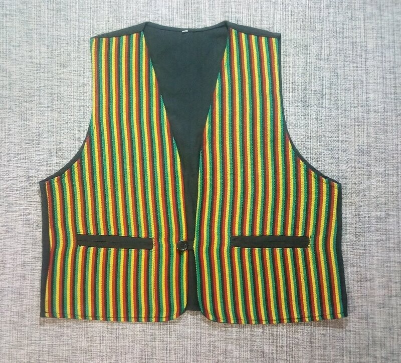 Gilet  - XL - En Style Rayure Noir sur un Fond Jaune avec 2 Poches ventrales