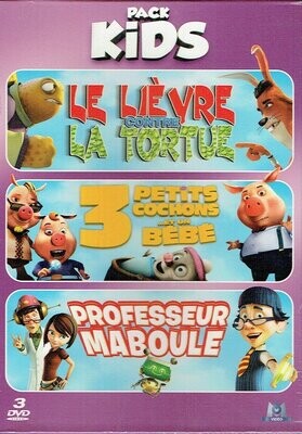 Pack Kids - 3 Films d'Animations - Le Lièvre Contre la Tortue, 3 Petits Cochons et 1 Bébé et Professeur Maboule - 3 DVD
