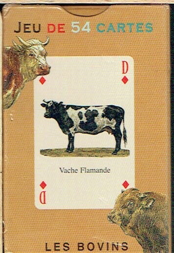 Un Jeux de 54 Cartes sur le Thème "Les Bovines", Convient aux Enfants Comme aux Ados pour une utilisation en Famille où avec ses Amis, de 1 joueurs à Plus.