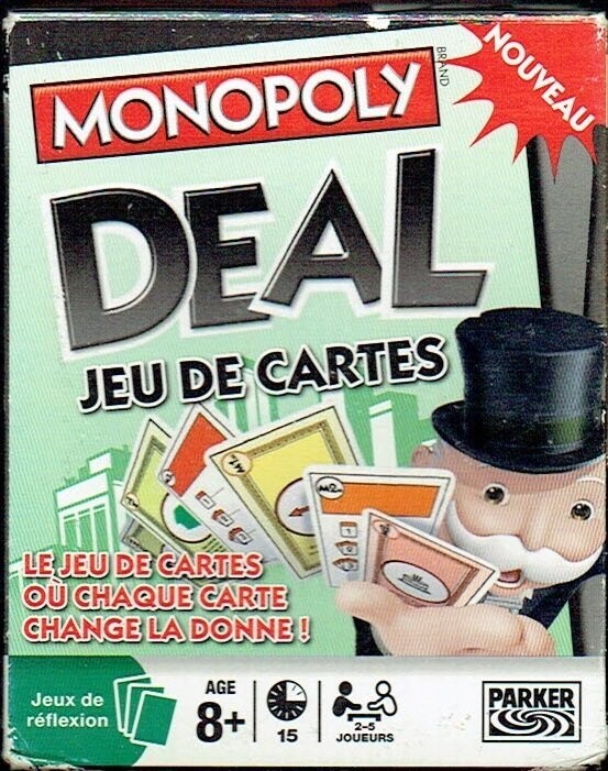 Le Jeux de Cartes "Monopoly Deal", Où Chaque Carte Change la donne,Contient 110 Cartes, Pour les Enfants Comme les Ados, une utilisation en Famille où avec ses Amis.