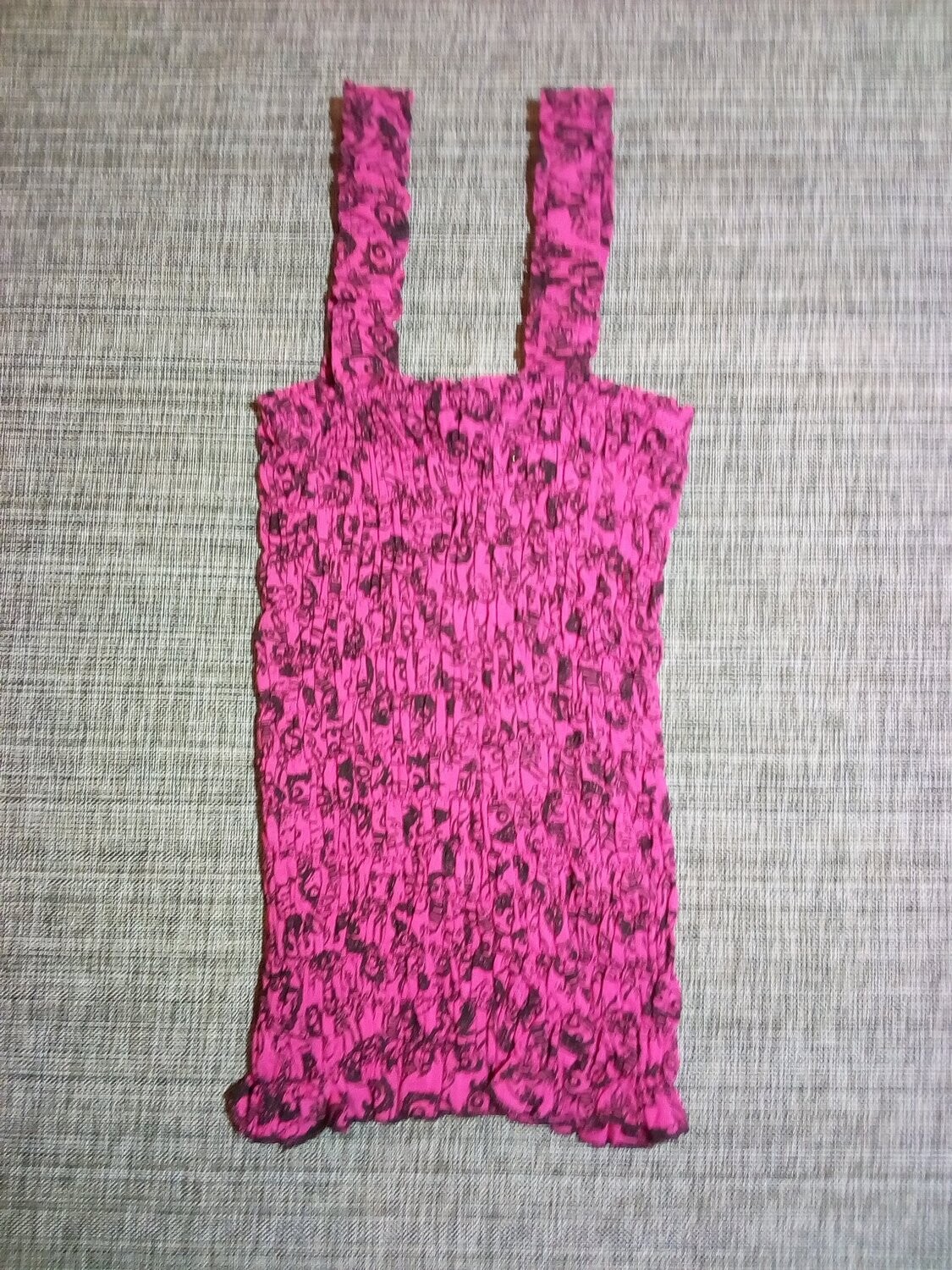 Haut  Fantaisie Tissu "Torsadé Élastique" de Couleur Rose avec Bretelle Épaule - Taille  28/32 -  Déco "Mini Girls en Dessin"