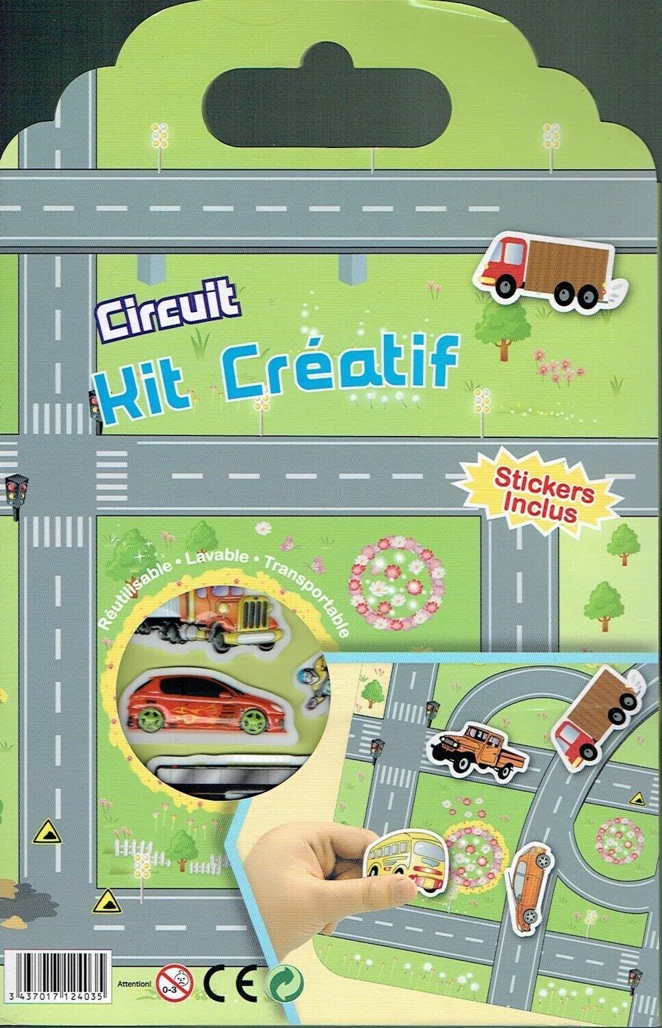 Kit Magnétique, Jeu Créatif "Les Circuits" 19 Stickers Plastifiés et Aimantés, (Magnétique), L'Enfant peut déplacer son Sticker plusieurs Emplacement soit Réutilisable, Lavable, et Transportable