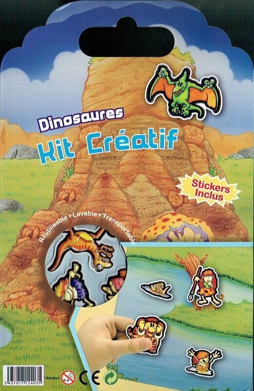 Kit Magnétique, Jeu Créatif Kit Magnétique, Jeu Créatif "Les Dinosaures" 19 Stickers Plastifiés et Aimantés, (Magnétique), L'Enfant peut déplacer son Sticker plusieurs Emplacement soit Réutilisable, Lavable, et Transportable