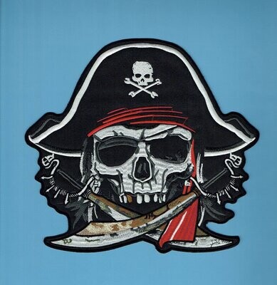 Patch/Écusson - Crâne de Pirate 2 Sabres Chapeau - 25 x 23 cm