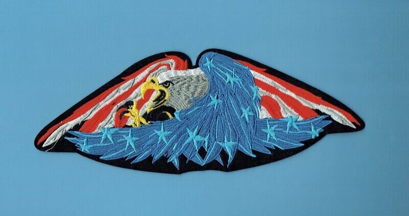 Patch/Écusson Broderie à Coudre - Un Aigle Volant de Couleur Américain Bleu/Blanc /Rouge, Dimension 29 x 11 cm