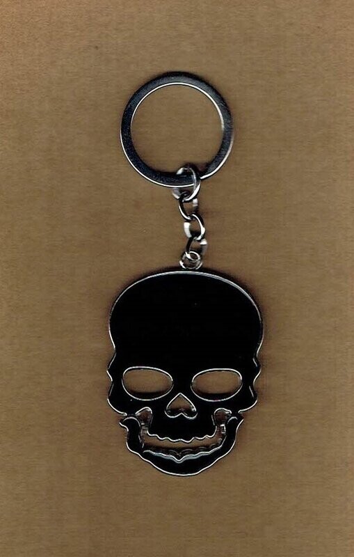 Porte-Clefs - Crâne Noir - Acier Inoxydable - 6x4.5 cm