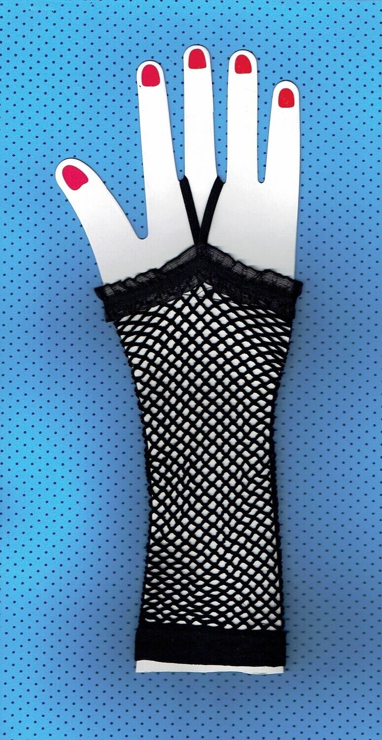 Une Paire de Gants Fantaisie "Mitaine" en Maille, Couleur Noir, pour une Soirée, Cérémonie où un Déguisement qui accompagnera votre tenue Gothique, Vampirisme et Lolita, Taille élastique T7 à T9 cm