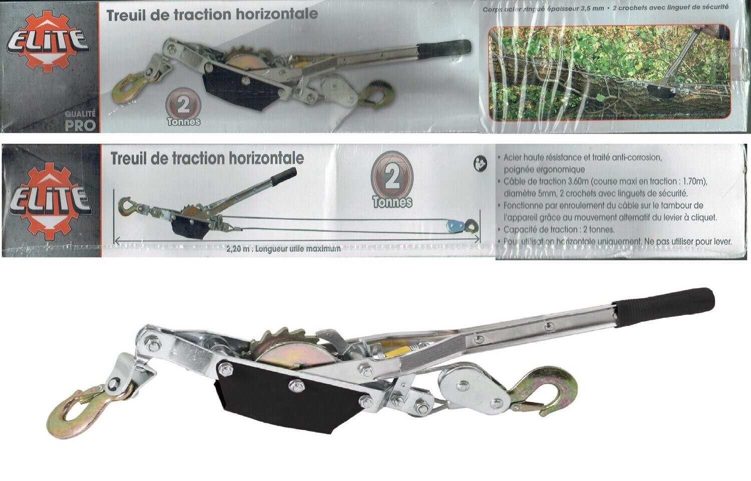 Treuil de Traction Horizontal - Charge 2 Tonnes