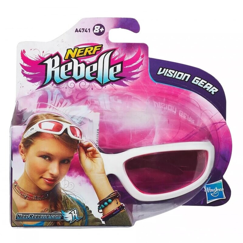 Paire de Lunette "Nerf Rebelle" de Couleur, la Monture en Noir/Blanc et les Verres Teinté "Rose" Non Solaire (Jouet)