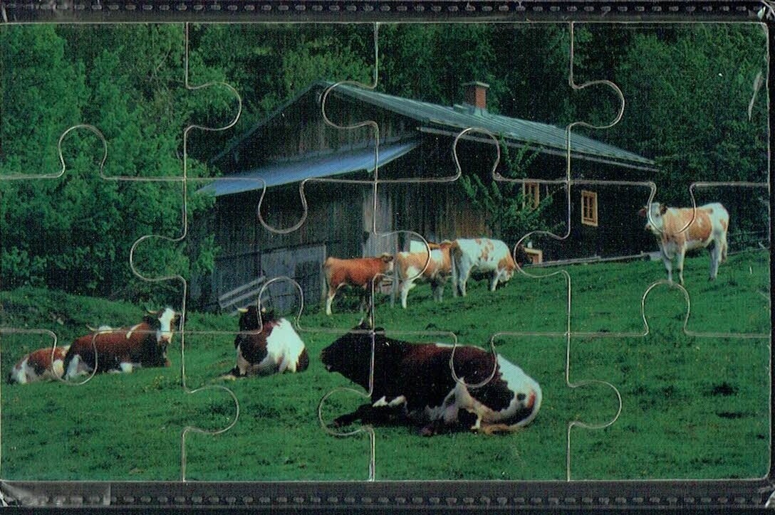 Puzzle en Bois, "Les Vaches", 12 Pièces En Bois, avec une Épaisseur de 3mm, un Jeu en Bois pour éveiller les petits...