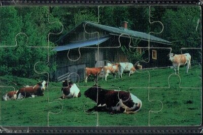 Puzzle en Bois, "Les Vaches", 12 Pièces En Bois, avec une Épaisseur de 3mm, un Jeu en Bois pour éveiller les petits...