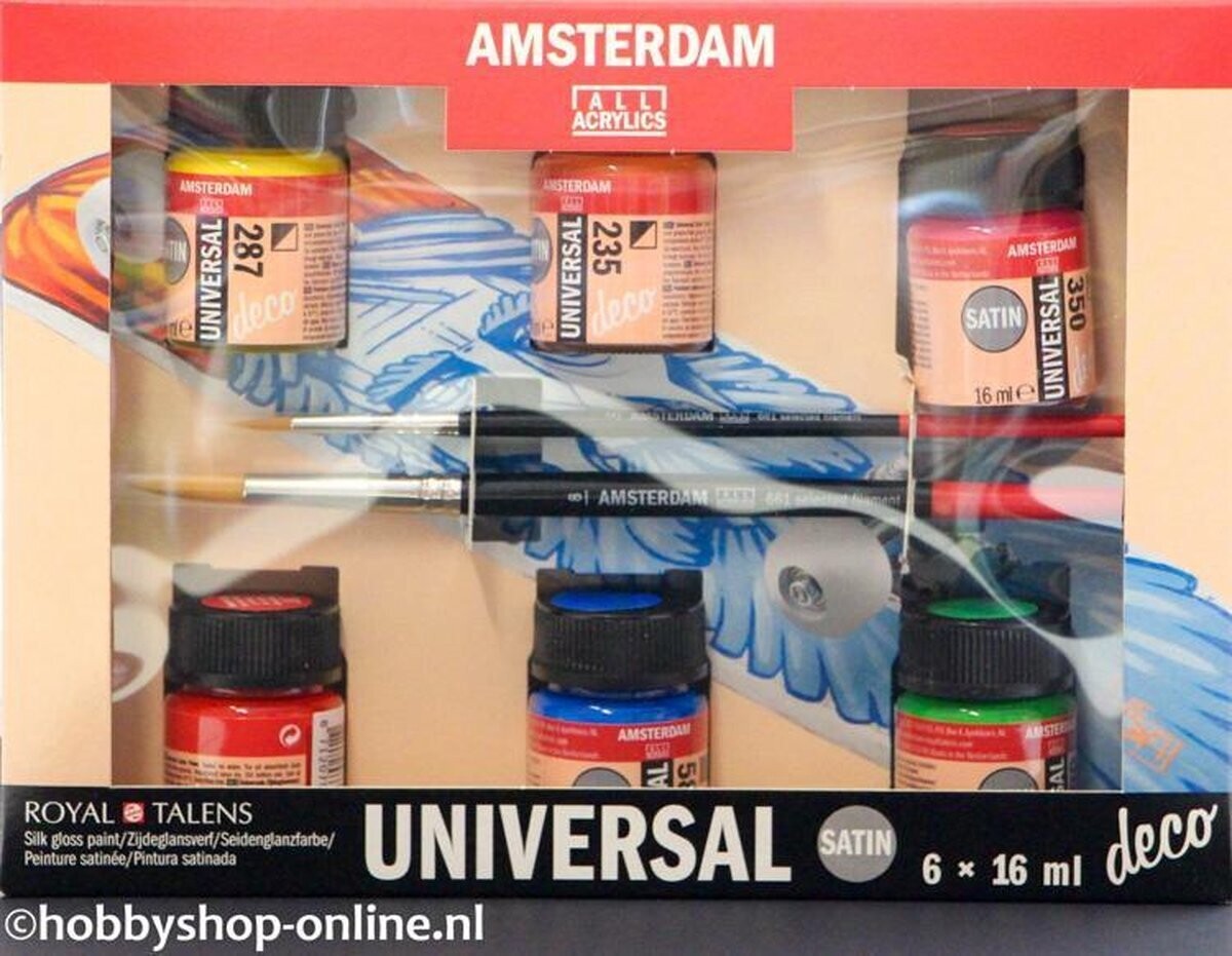 Amsterdam Déco - Boîte de 6 Pots de Peinture Satinée de 16 ml