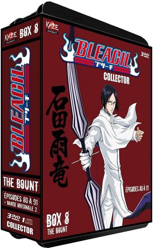 Coffret Collector Métal "Box 8,  Bleach", Retrouvez "The Bount" dans 12 Épisodes de l'épisode n°80 au N°91 sur 3 DVD et la Bande Originale sur CD