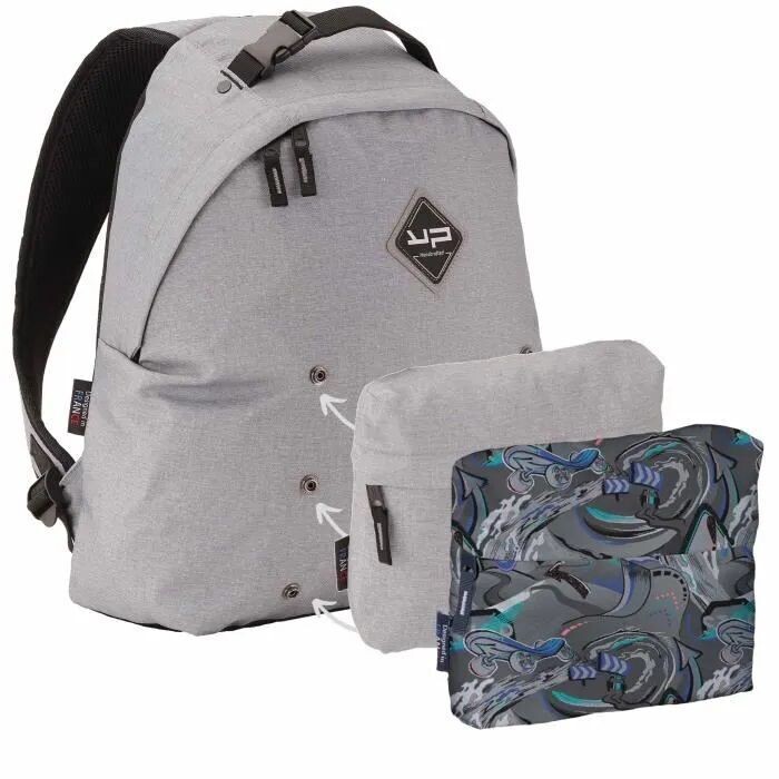 Sac à Dos Gris/Noir + Sac Bandoulière Gris & Déco - Make in Pack - 29x41x18 cm/22x16x3 cm