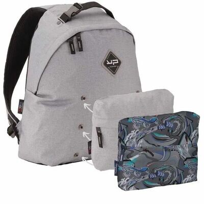 Sac à Dos Gris/Noir + Sac Bandoulière Gris & Déco - Make in Pack - 29x41x18 cm/22x16x3 cm