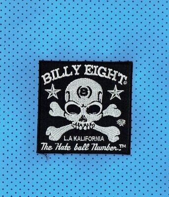 Patch/Écusson - Billy Eight Crâne 2 Os La Kalifornia Fond Noir - 9 x 9 cm