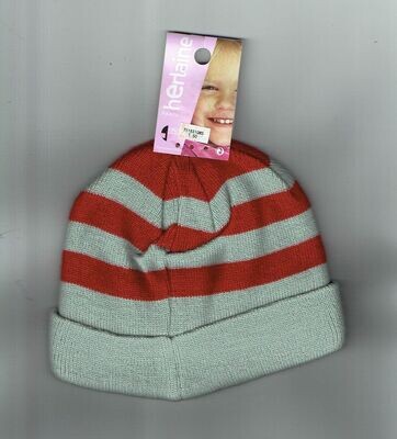 Bonnet Enfant Blanc T50- Gris Rayure Rouge