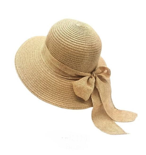 Chapeau Canotier Nœud Papillon en Paille 100% de Papier - Marron