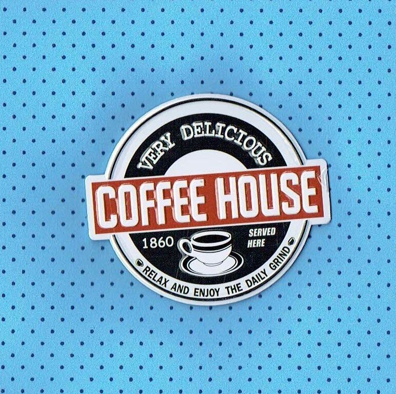 Magnet - Plaque Magnétique en Forme de Bouclier - Coffee House - 9 cm