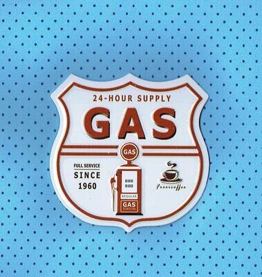 Magnet - Plaque Magnétique en Forme de Bouclier - Gas Pompe Garage - 11 x 11 cm