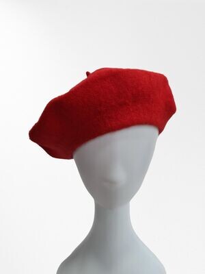 Un Style Parisien, "Le Béret",  De Couleur Rouge Unique