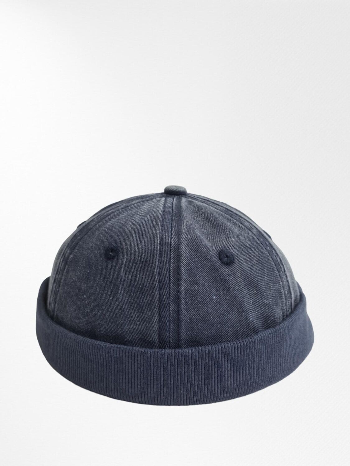 Toque Miki Bleu Jeans - Style Docker - avec Revers en Velours Côtelé