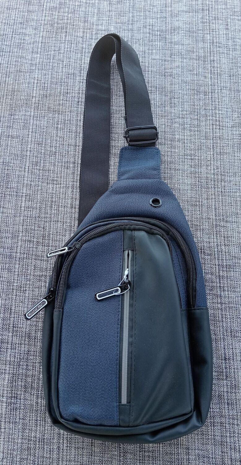 Sac Banane/Sacoche - Maintien Thorax/Épaule - 2 Compartiments - Bleu/Noir