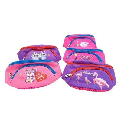 Sac Banane Enfant "Ourson" Maintien Ceinture - 1 Compartiment - Rose/Bleu