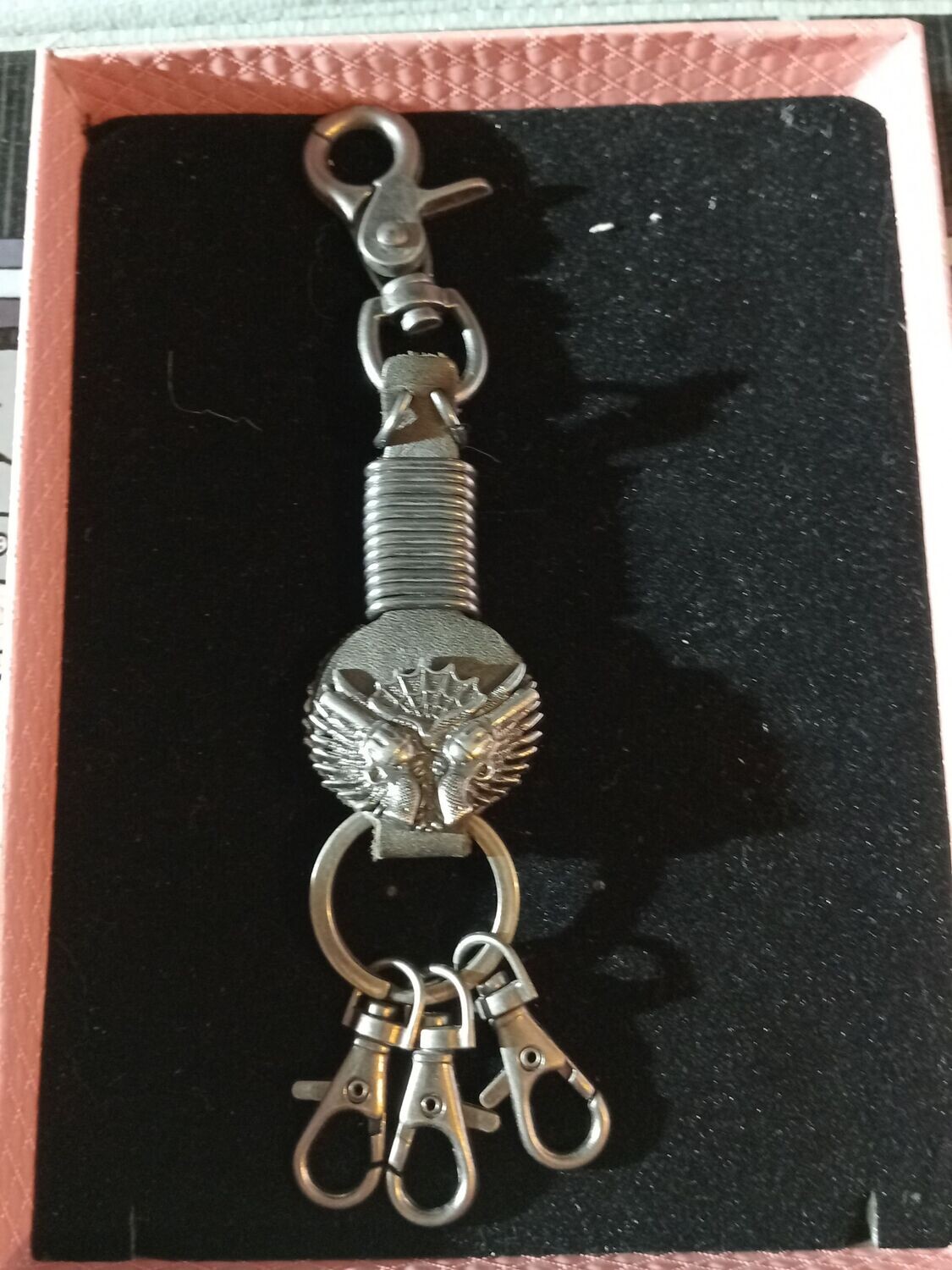 Porte Clés "2 Revolver" - Anneau, 3 Crochets, Mousqueton Rapide - Acier Inoxydable