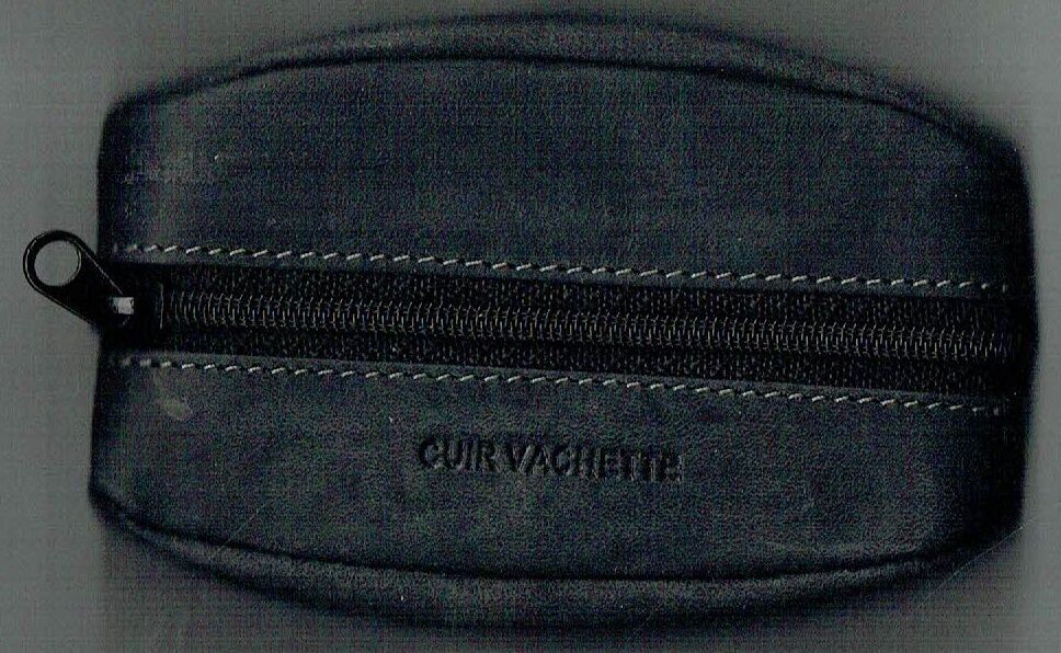 Porte-Monnaie 269 "Grain de Café" - Cuir Vachette - Noir Vieilli - avec Boucle pour Clés, Mousqueton