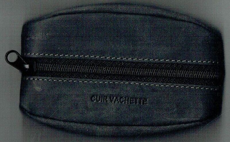 Porte-Monnaie 269 "Grain de Café" - Cuir Vachette - Noir Vieilli - avec Boucle pour Clés, Mousqueton