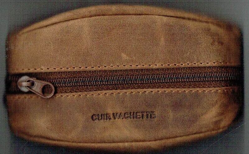 Porte-Monnaie 269 "Grain de Café" - Cuir Vachette - Camel Vieilli -  avec Boucle pour Clés, Mousqueton