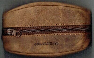 Porte-Monnaie 269 "Grain de Café" - Cuir Vachette - Camel Vieilli -  avec Boucle pour Clés, Mousqueton