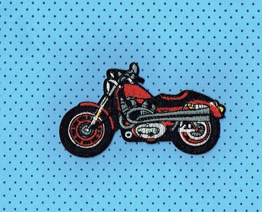 Patch/Écusson Broderie à Coudre - Super Moto Rouge/Bleu, Dimension  10 x 6 cm