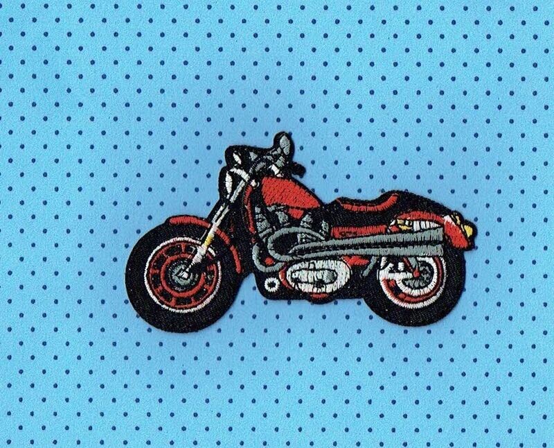 Patch/Écusson Broderie à Coudre - Super Moto Rouge/Bleu, Dimension  10 x 6 cm