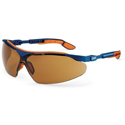 Paire de Lunette "de Sécurité" Solaire la UV 400 - UVEX 9160068 - De Couleur,  la Monture Orange/Bleu et les Verres Teinté en Marron