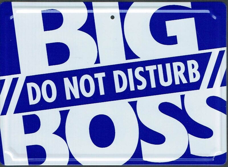 Plaque Imprimée "Big Boss Do Not Disturb" - Sur Fond Bleu - 125 x 175 mm