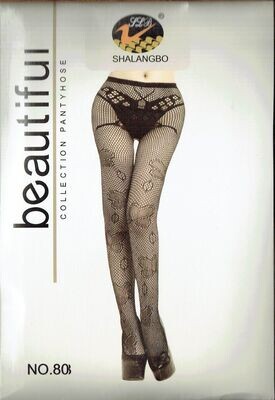 Collant Sexy Noir Avec Détails Papillon & Petite Maille - Shalangbo
