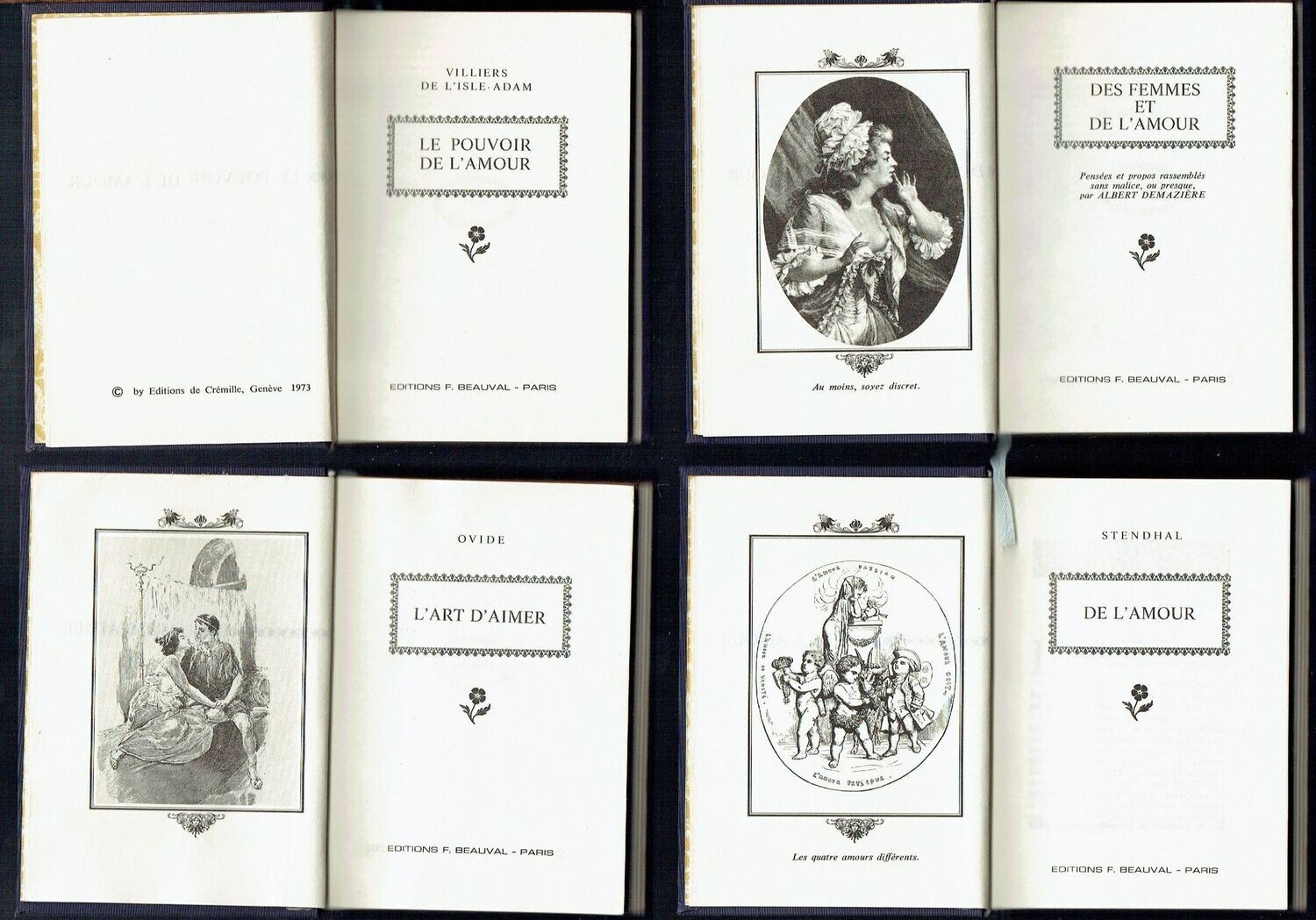 Des Mini Livres, Raconte, l'Histoire de l'Amour en Quatre volume, Réalisé d'après les Maquettes Originales des Editions de Crémille, Genève,