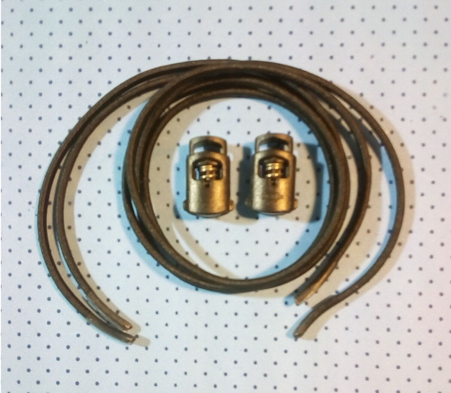 Paire de Lacet en Cuir avec 2 Boutons de Serrage  - Longueur 70 cm