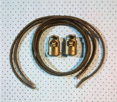 Paire de Lacet en Cuir avec 2 Boutons de Serrage  - Longueur 70 cm