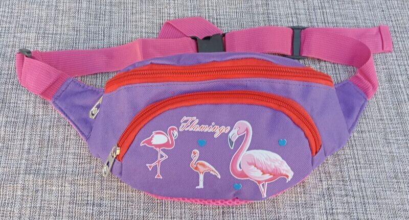 Sac Banane Enfant "Flamant" Maintien Ceinture - 1 Compartiment - Violet/Rouge