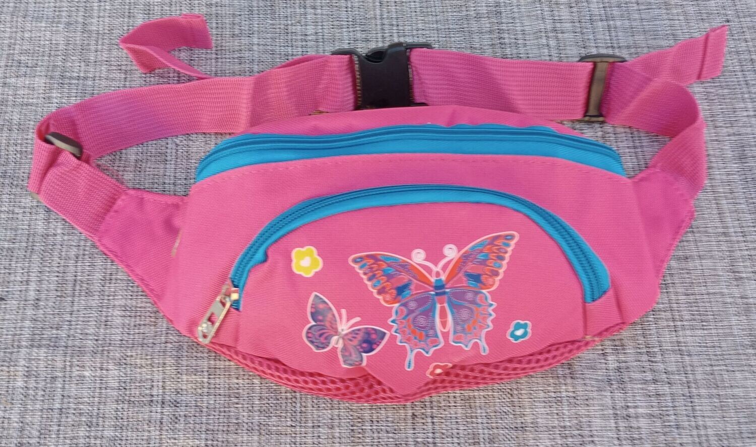 Sac Banane Enfant "Papillon" Maintien Ceinture - 1 Compartiment - Rose/Bleu