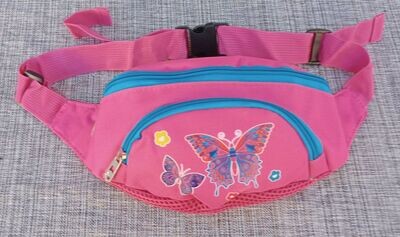 Sac Banane Enfant "Papillon" Maintien Ceinture - 1 Compartiment - Rose/Bleu