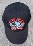 Casquette Noir - Crâne Ailes Bleu/Blanc - Logo Broderie "Ride Free Live Free"