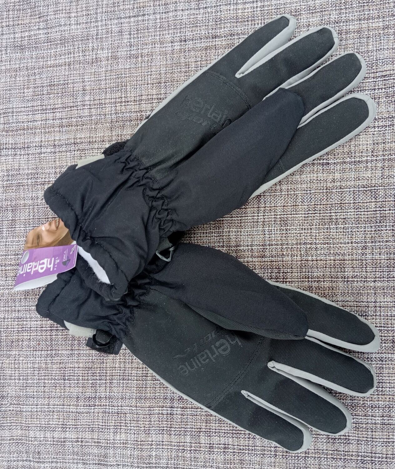 Herlaine Orca - Paire de Gants Thermiques - Sports d'Hiver - Couleur Noir/Gris - Texturée  - Taille 7