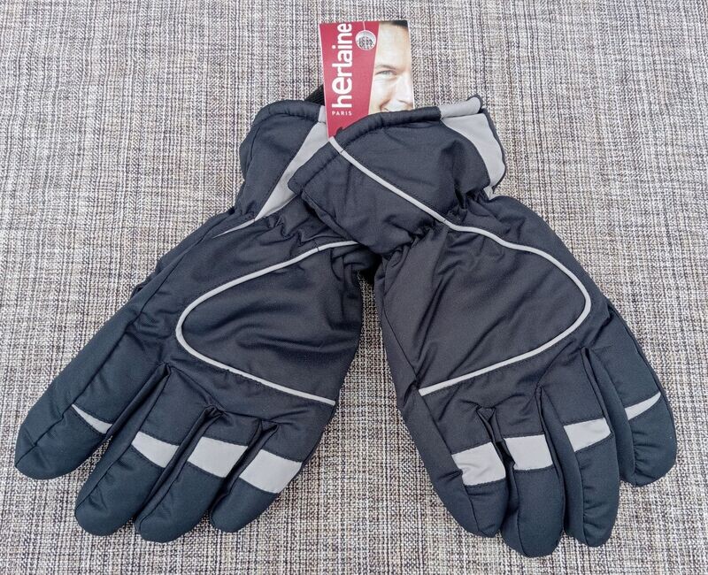 Herlaine Orca - Paire de Gants Thermiques - Sports d'Hiver - Couleur Noir/Gris - Texturée  - Taille 8.5
