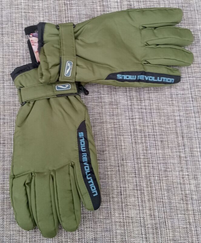 Herlaine Orca - Paire de Gants Thermiques - Sports d'Hiver - Couleur Vert Kaki/Noir - Texturée  - Taille 10