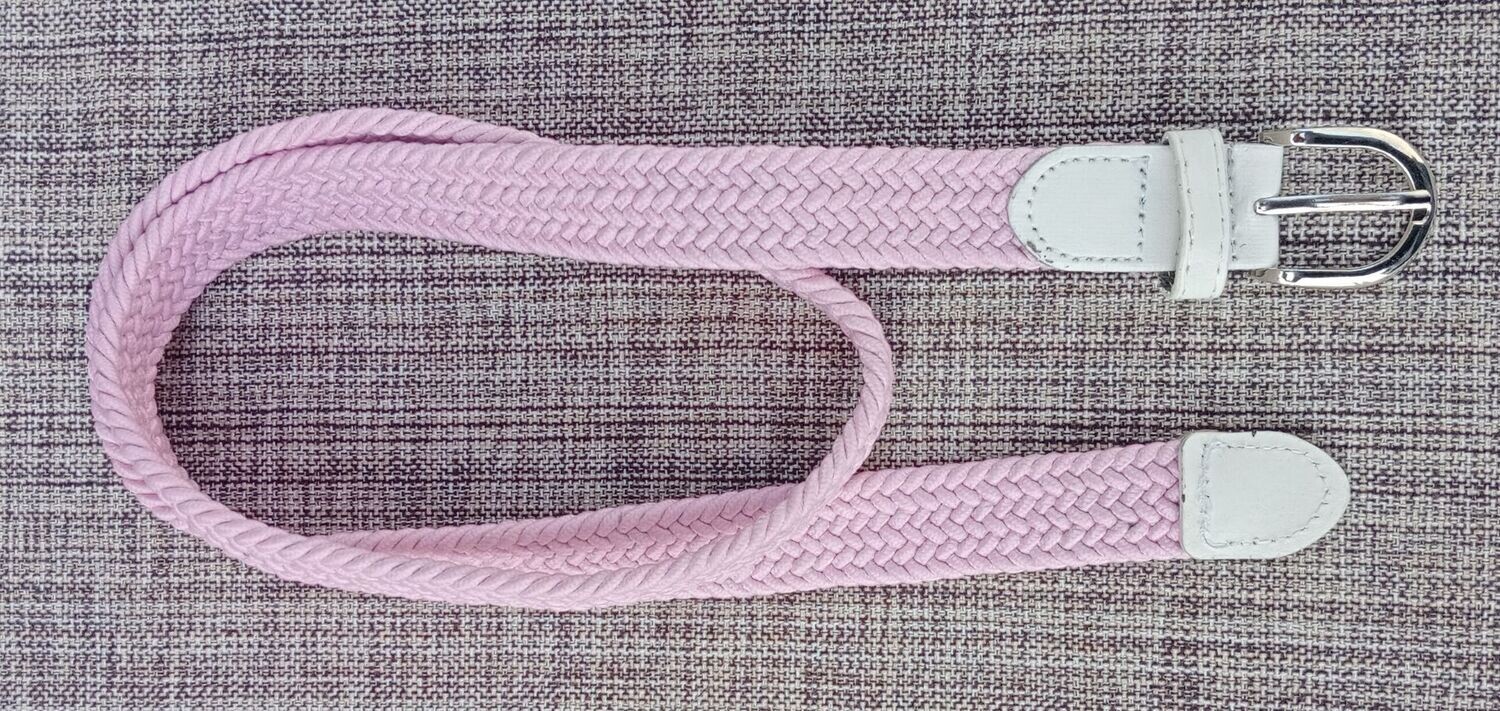 Ceinture Rose - Design "Élastique Tressé" -  Longueur de 85 cm, Largeur 2.5 cm