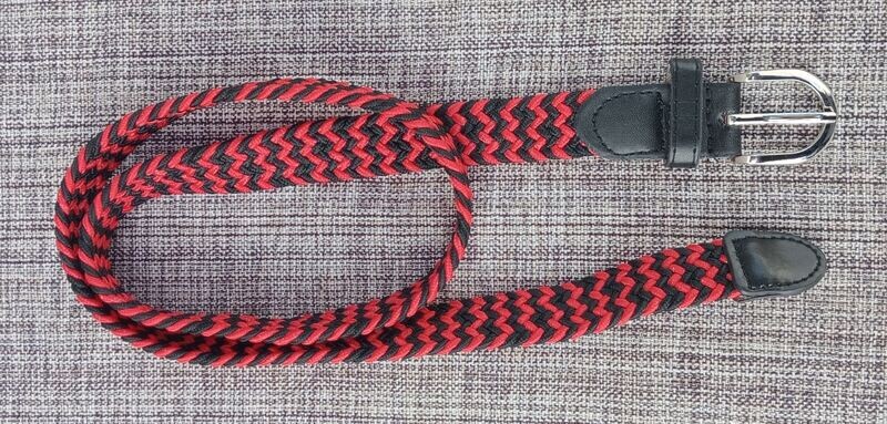 Ceinture Rouge/Noir - Design "Élastique Tressé" -  Longueur de 85 cm, Largeur 2.5 cm